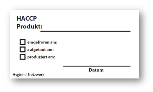 Wasserlösliche Etiketten vom Hygiene-Netzwerk zur Lebensmittelkennzeichnung mit Aufdruck HACCP